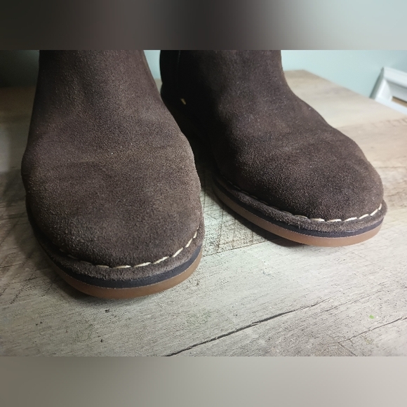 Hush Puppies Moyen Bow Ankle Boots Womens 7 Brown Burgundy Suede Kawaii Twee - Picture 3 of 11